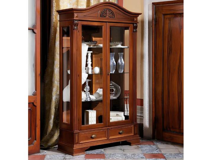 JVmoebel Vitrine Glasvitrine im Barockstil mit zwei Türen aus Italien (1-St) Made in Europa