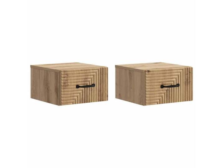 Cabinet de chevet mural 2 pcs Chêne artisanal 34 5 x 33 x 20 cm 898614