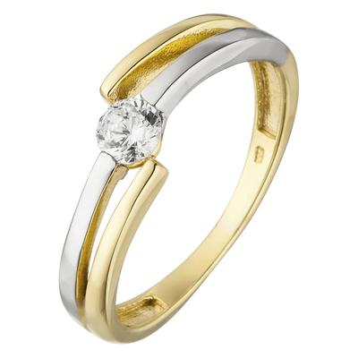 Fingerring JOBO Gr. 58, gold (gelbgold 333), Fingerringe, Damen, 58, Gelbgold 333 Weißgold 333, Gelbgold 333, Weißgold 333, Fingerring, 333 Gold bicolor mit Zirkonia