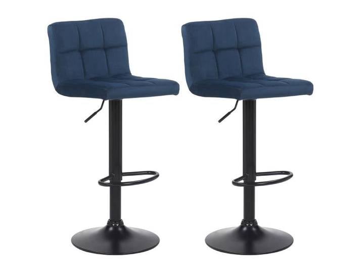 CLP Lot de 2 Tabourets de bar Feni en velours - Couleur:bleu