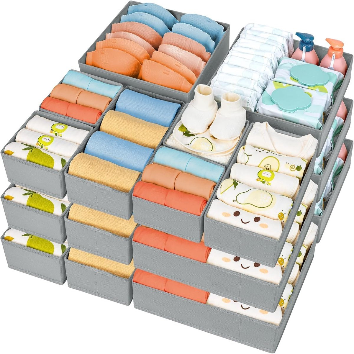 Thijox Lade Organizer Voor Kleding - Set van 15 Opvouwbare Stoffen Opbergdozen voor Sokken en Ondergoed