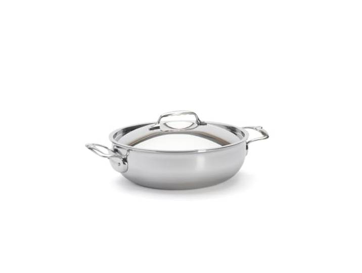 de Buyer - Servierpfanne AFFINITY aus mehrlagigem Edelstahl - mit Deckel - 28 cm - 3754.28, Silber
