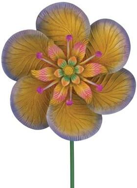 Regal Art & Gift 61 Inch Textured Flower Spinner Stake - Purple