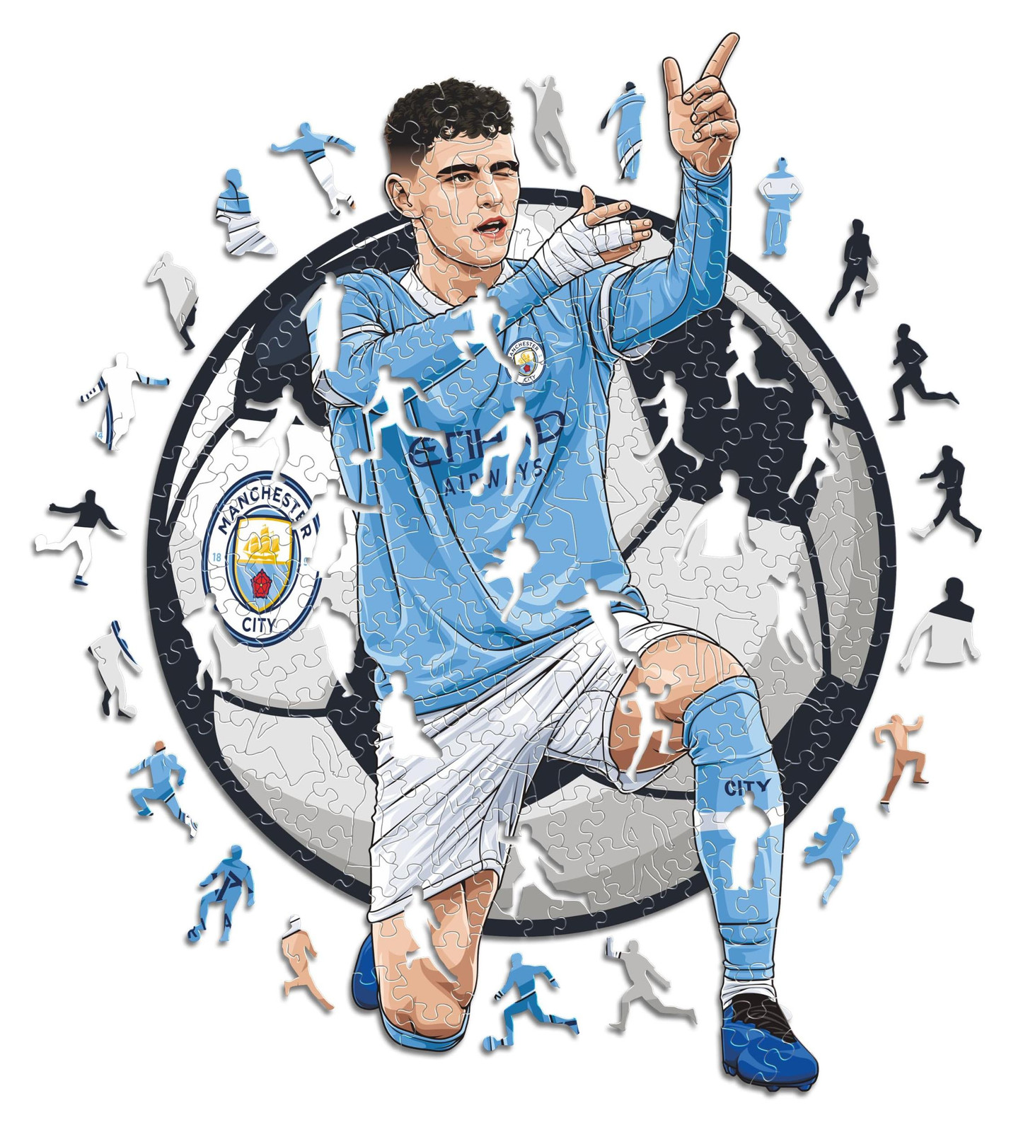 Iconic Puzzles Phil Foden 2026 Manchester City officieel gelicentieerde houten puzzel