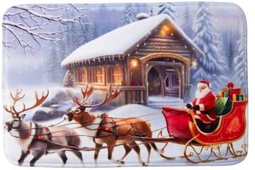 IH Casa Decor Memory Foam Digital Print Mat Santa with Sleigh