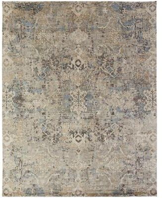 KALATY Transitional Multi-Colored Hand-Knotted Viscose Area Rug