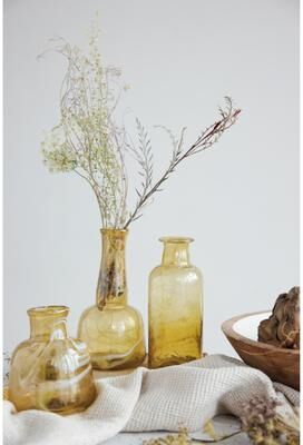 Storied Home Sunlit Recycled Glass Vase Trio