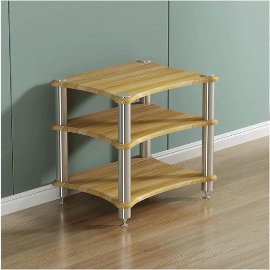 Holz AV-Rack - Media Player Standard - Organisieren Sie Unterhaltung - Mit stoßabsorbierenden Beinen - 3 Ebenen - Natürlich