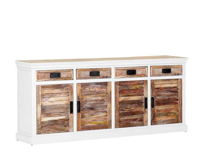 Sideboard Mango massiv 200 x 40 x 85 cm weiß gewaschen/lackiert
