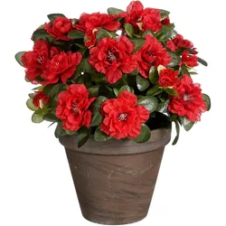 Mica Decorations, Kunstpflanzen, Azalee Kunstpflanze im Blumentopf Stan - H31 x Ø26 cm - Rot (31 cm)