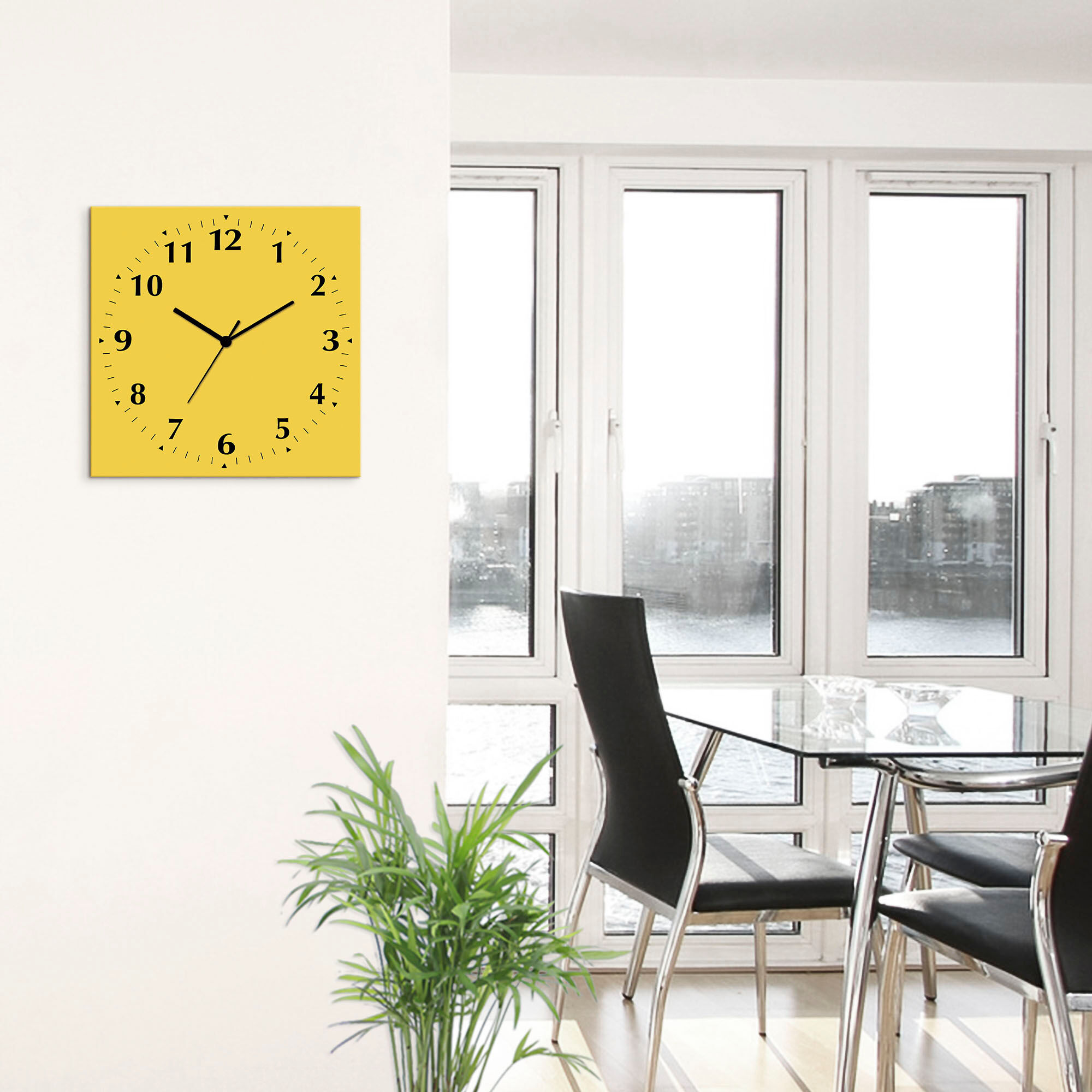 Wanduhr ARTLAND "Uni Trendfarben", gelb, B:30cm H:30cm T:0,3cm, Wanduhren, Wanduhr, wahlweise mit Quarz- oder Funkuhrwerk, lautlos ohne Tickgeräusche gelb B/H/T: 30cm x 30cm x 0,3cm, Funkuhr, 12 Ziffern