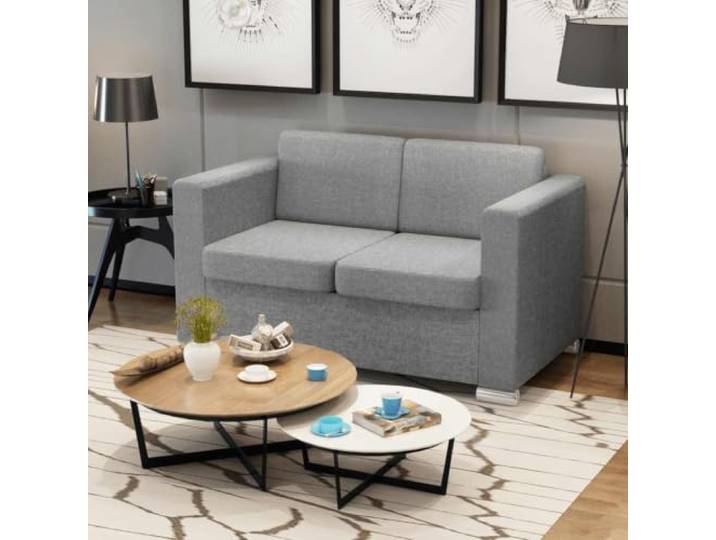 HEFZGDB Stilvolles 2-Sitzer Sofa in Hellgrau mit Abnehmbaren Bezügen – Bequeme Sitzfläche und Robuster Holzrahmen für Büro und Wohnzimmer, Einfache Montage und Langlebige Polsterung