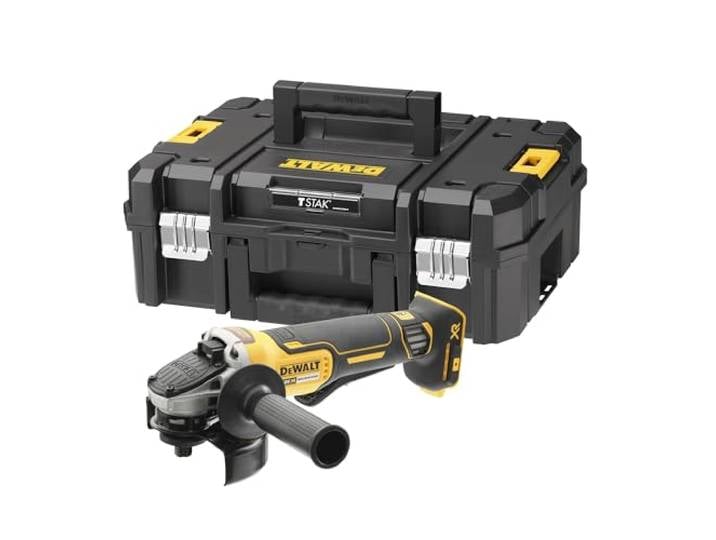 DEWALT Meuleuse 125 mm Brushless 18V XR à gâchette\, DCG406NT-XJ Meuleuse d’angle 18V XR Brushless 125 mm avec interrupteur à palette\, frein électronique et embrayage.