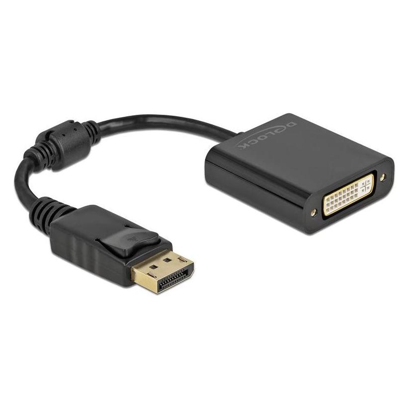 Delock Adapter DisplayPort 1.1 Stecker zu DVI Buchse Passiv schwarz (0.15 m) (61008)