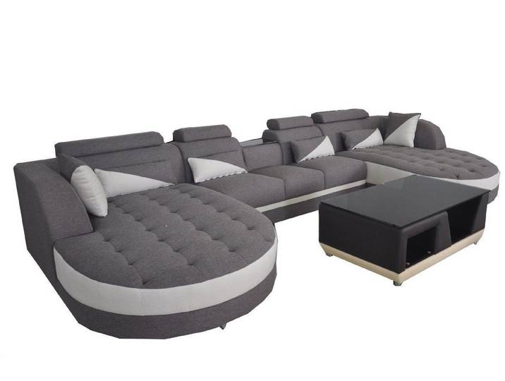 JVmoebel Wohnlandschaft U-förmige Wohnlandschaft in Orange mit USB-Anschluss und Couchtisch, Made in Europa