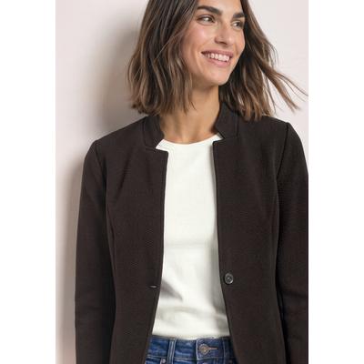 Jerseyblazer STREET ONE, Damen, Gr. 40, schwarz coffee, Jersey, Obermaterial: 76% Polyester, 23% Baumwolle, 1% Elasthan, hüftlang, Blazer, Strukturqualität, unifarben, Elasthananteil