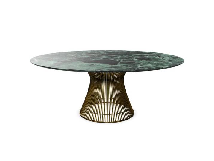 KNOLL table ronde PLATNER Ø 180 cm (Bronze / Vert Alpi - Métal / marbre)