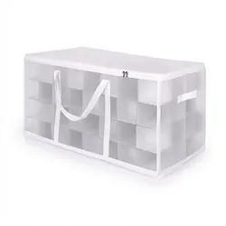 Relaxdays Weihnachtskugel Aufbewahrungsbox, 128 Kugeln, HBT: 37x73x36 cm, Kunststoff, Pappe, Kugelbox, transparent/weiß
