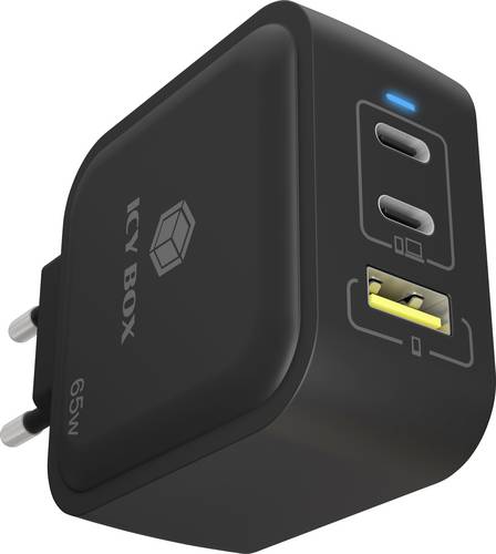 ICY BOX GaN Wandladegerät USB-C Adapter 65W Schwarz