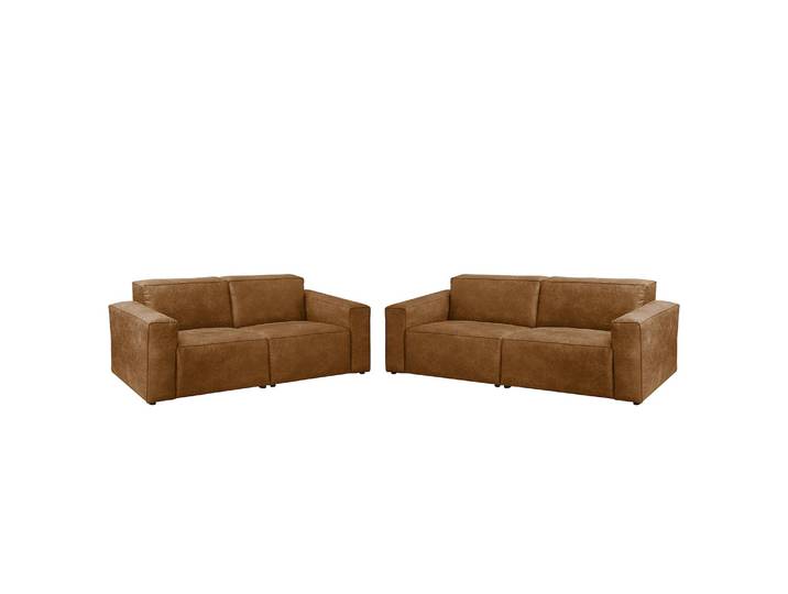Polstergarnitur 3-2 Braun/Nougat Microfaser Pina 250 x 75 x 96cm Industrial