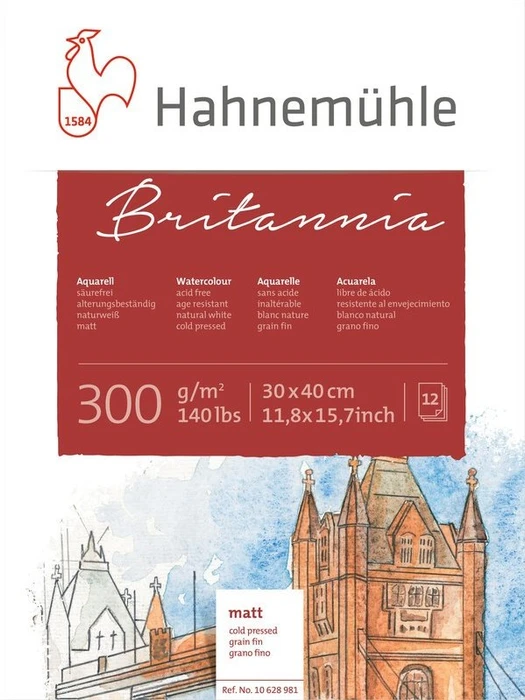 HAHNEMÜHLE Aquarellblock 30,0 x 40,0 cm 300 g/qm, 12 Blatt, 1 Block
