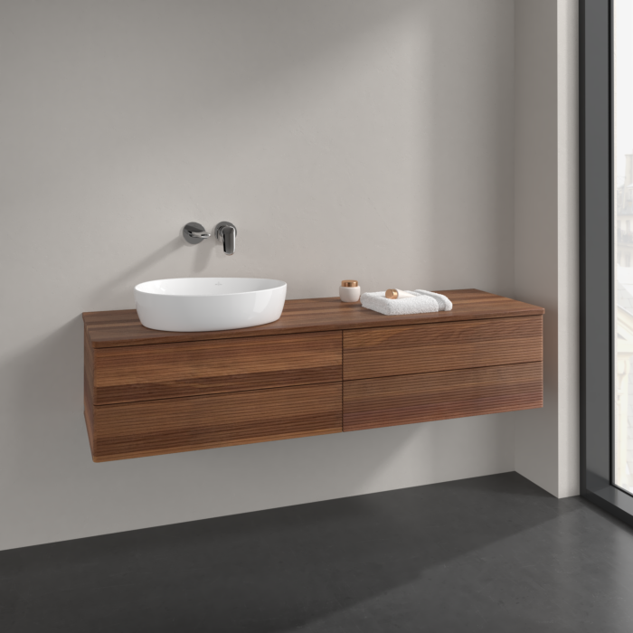 Villeroy und Boch Antao Waschtisch-Unterschrank L26112HM 160x36x50cm, Waschbeckenplattenfarbe warm walnut, warm walnut, mit Beleuchtung