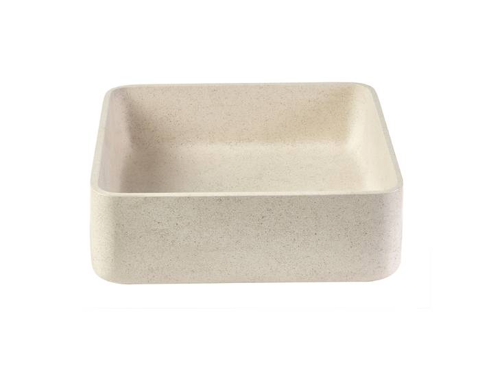 Vasque Carrée En Pierre Naturelle Beige L40 Cm Feng