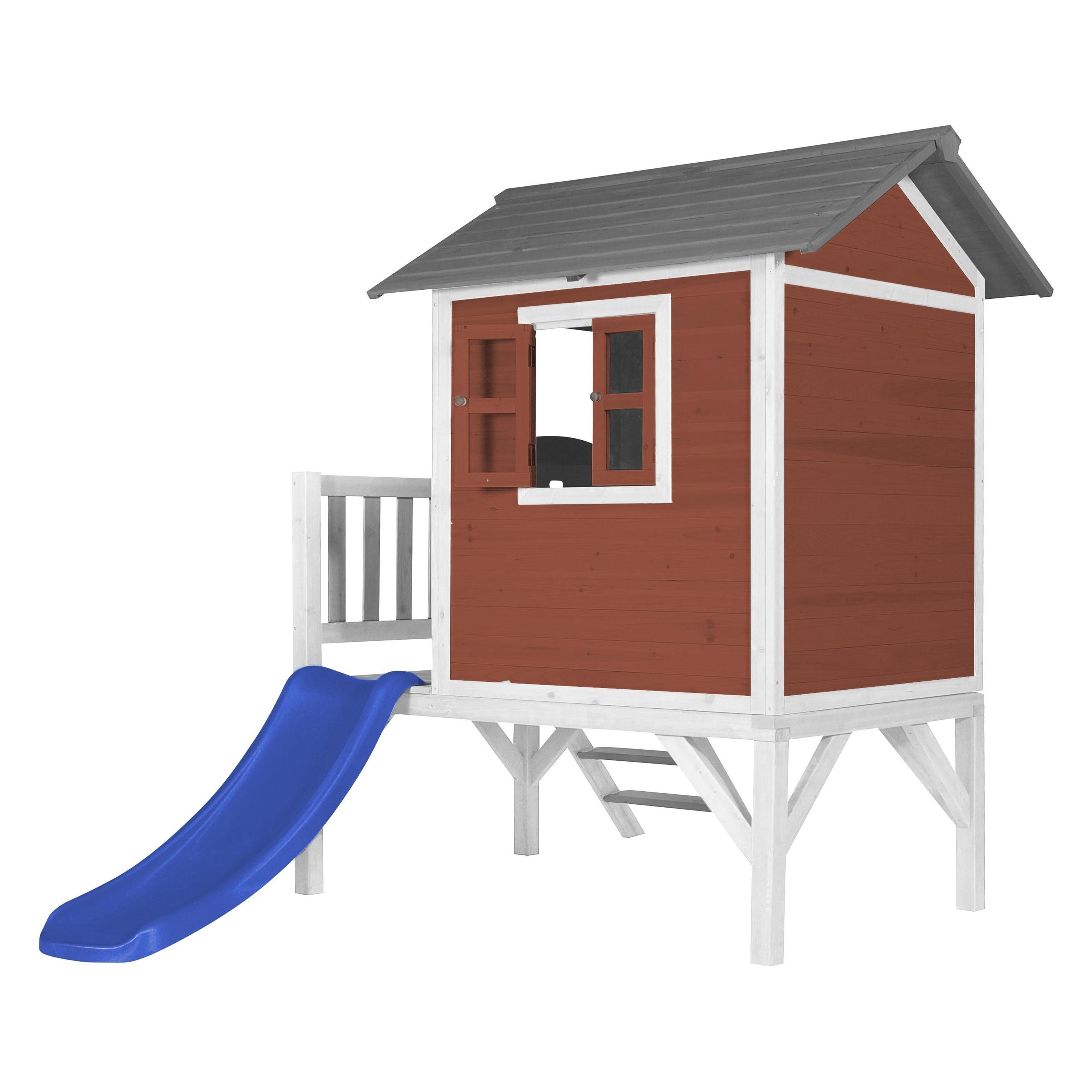 Axi Lodge XL Spielhaus Skandinavisches Rot - Blaue Rutsche (24047650)