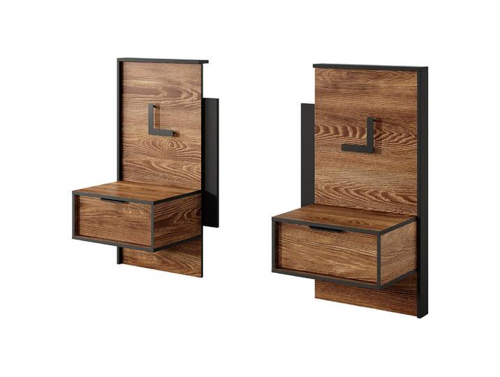 Lomadox Nachttisch MEZZANA-167, 2er Set, in Kastanie und schwarz