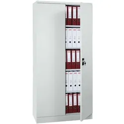 Gürkan Stahlschrank lichtgrau mit Flügeltüren grau, 92x195x42 cm