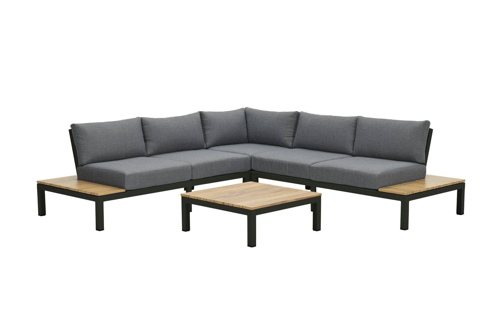 Garden Impressions loungeset Antoinette, 4-delig, carbon zwart / teaklook