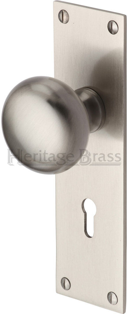 Heritage Brass Balmoral Keyed Door Knob Satin Nickel 43.18cm H X 12.7cm W