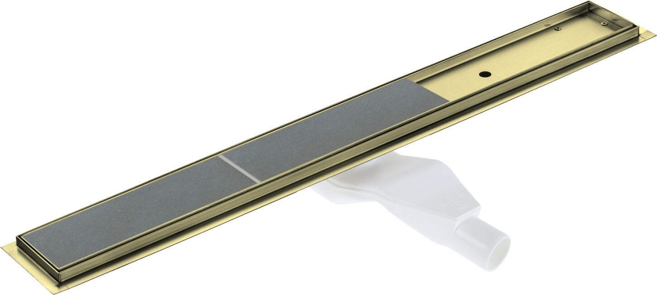 Neuesbad Umkehrbar Duschrinne Rost für Fliesen / geschlossen, Länge 70 cm Siphon H65, Gold gebürstet NB1DEKOSR07D1