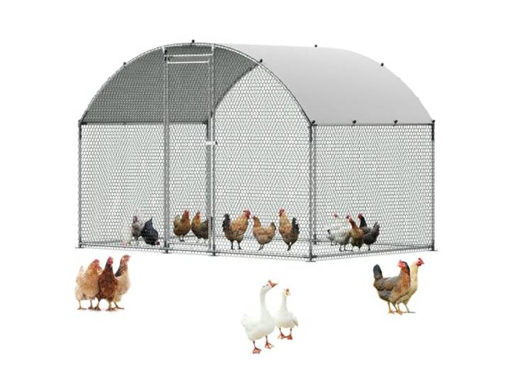 VEVOR Hühnerstall, 3x2x2 m, begehbarer Hühnerauslauf mit Abdeckung, Hühnerhaus mit Doppeldach & Sicherheitsschloss, Enten- & Kaninchenkäfig, Geflügelgehege für Hinterhof, Bauernhof, Hof