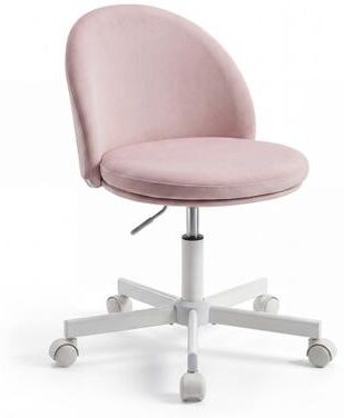 Costway Adjustable Height Ergonomic Makeup Chair with Lumbar Support for Home Office-Pink