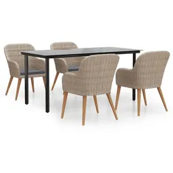 Helloshop26 - 5-teiliges braunes Garten-Essset mit Kissen 02_0014628