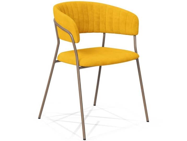 Chaise de salle à manger - Tapissée en velours - Lona Jaune
