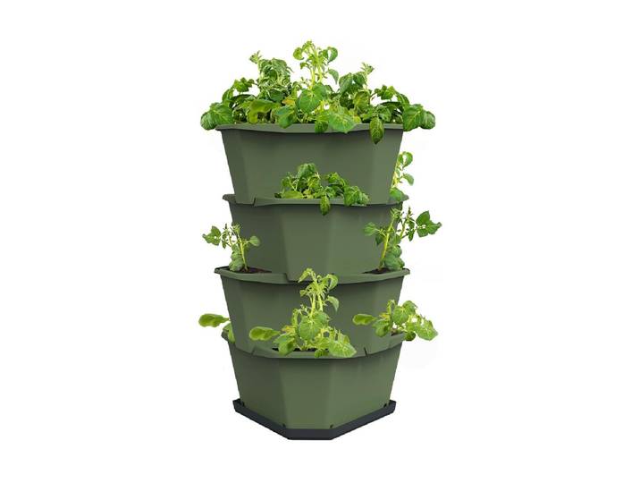 Pflanzkübel GUSTA GARDEN PAUL POT , grün (dunkelgrün), B:38,8cm T:44cm, Kunststoff, Pflanzgefässe, Pflanzkübel