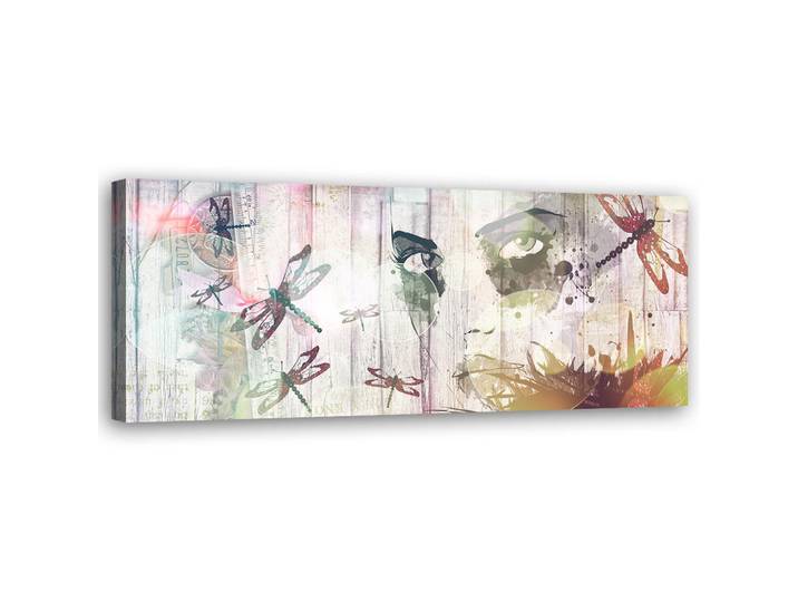 Feeby Wandbild frau und schmetterlinge, Grau, Religion/Spiritualität, Rechteckig, 90x30 cm, Bilder & Rahmen, Bilder, Leinwandbilder