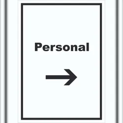 HB-Druck Personal Schild mit Text und Richtungspfeil rechts hochkant A2 (420x594mm)