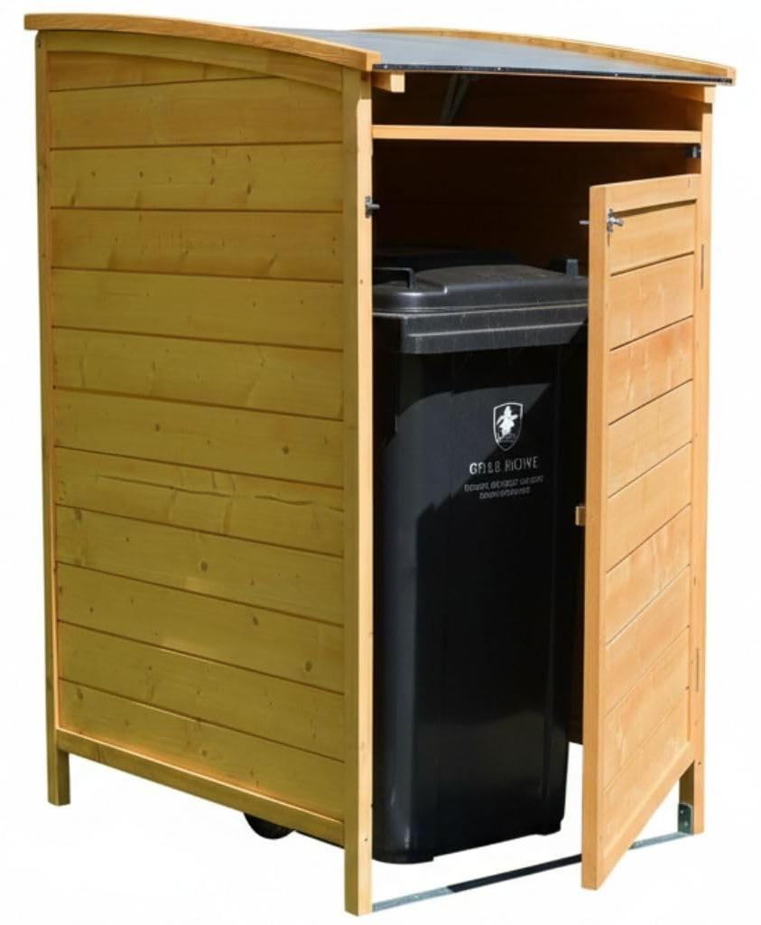 Holz-Abfallcontainer Box 120 Liter mit Rückwand