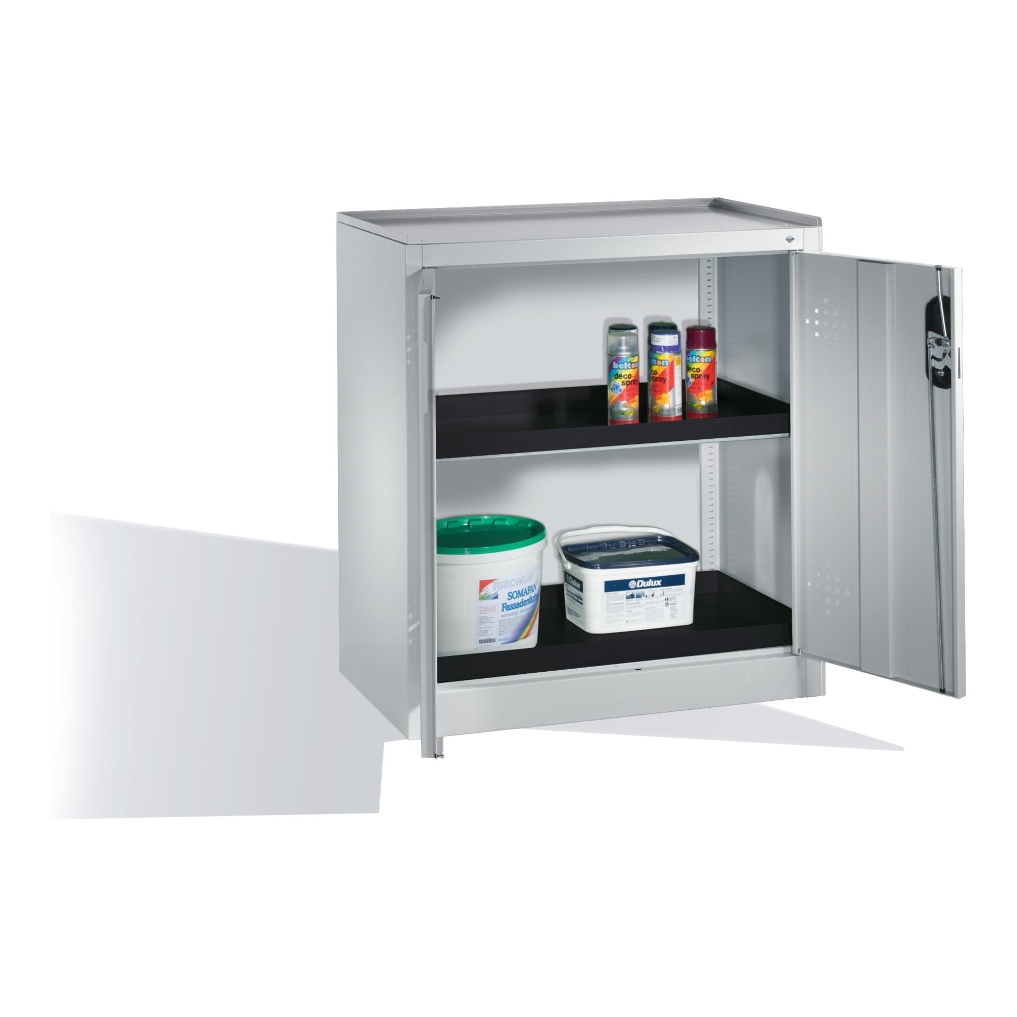 C+P Umwelt-Beistellschrank mit Drehtüren, 2 Polyethylen-Wannen, H1020xB930xT500mm Front Lichtgrau Korpus Lichtgrau ; C + P Möbelsysteme (8821-316|S10079)