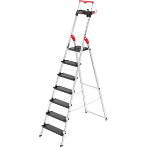 Hailo Stehleiter TopLine L100, 8050-707, mit Plattform, aus Aluminium, bis 150kg, EasyClix, mit 7 Stufen à 13cm Tiefe