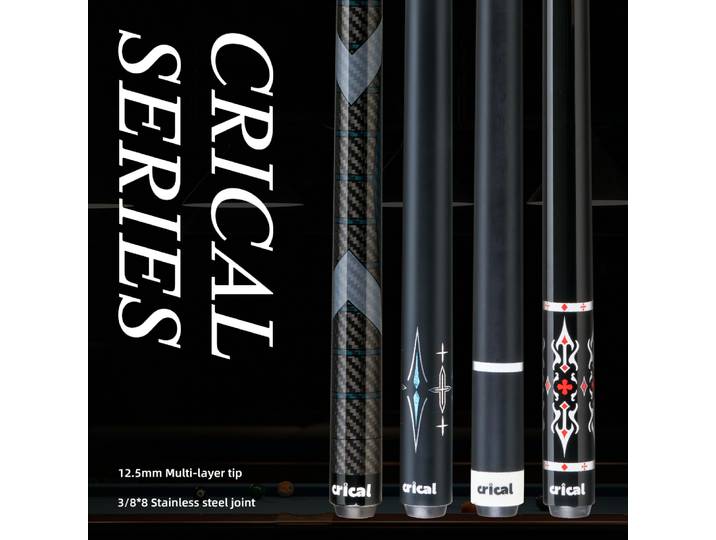 Bâtonnets de billard CRICAL en Fiber de carbone, bâtons de billard professionnels à faible déflexion avec pointe de 12.5mm et Joint Radial