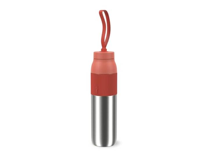 Isolier-Trinkflasche, EMSA beYou Twist Bottle mit integriertem Sieb und Trageband, 100% dicht, spülmaschinengeeignet, 0,7 L, für Reisen, unterwegs, Büro, für Kohlensäure geeignet, Orange, N2193300