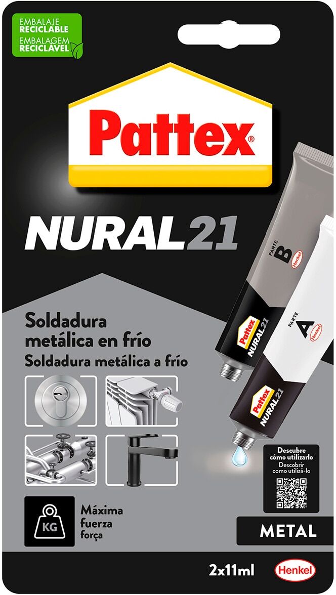 Pattex Nural 21 Soldadura Reparadora Metálica en Frío.  (44 ml) Gris