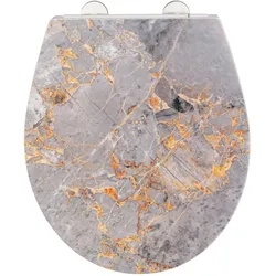 WENKO Premium WC-Sitz Mod. Grey Marble mit Relief, aus antibakteriellem Duroplast