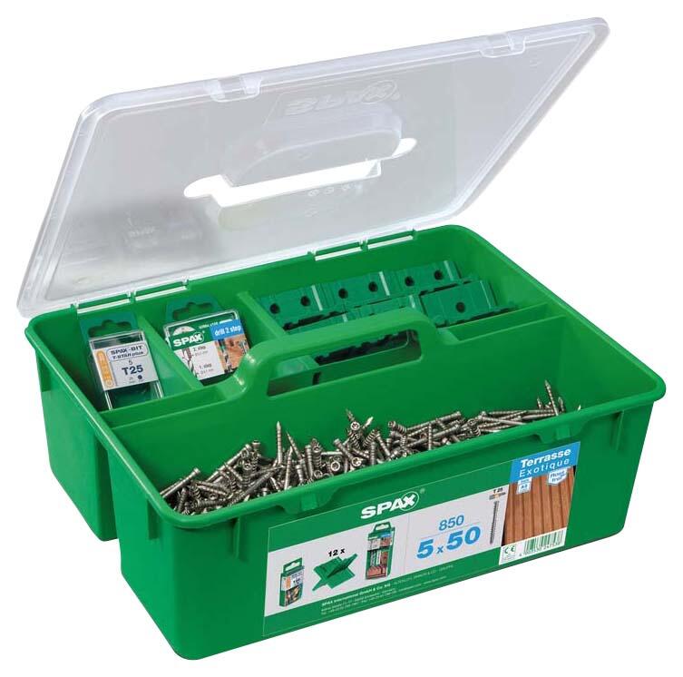 SPAX® Terrassenschrauben-Sortiment GREEN BOX 5x50 mm 868-teilig 5000009010009