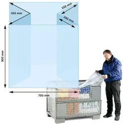 Transpak Seitenfaltensack Masse (B+SFxL) 700+500x900mm Stärke 90μ LPDE f.Viertelpalette, Abfallsack