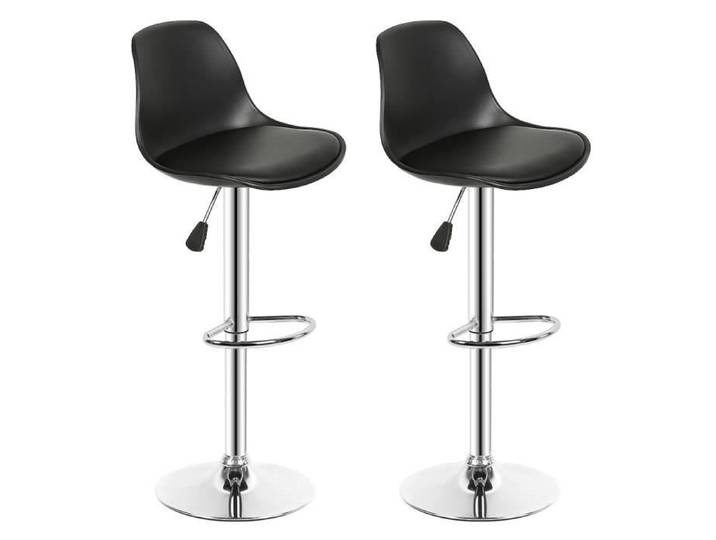 RUII 2 Pcs Tabouret de Bar Design Assise en Similicuir Chaise de Bar avec Dossier (Noir)